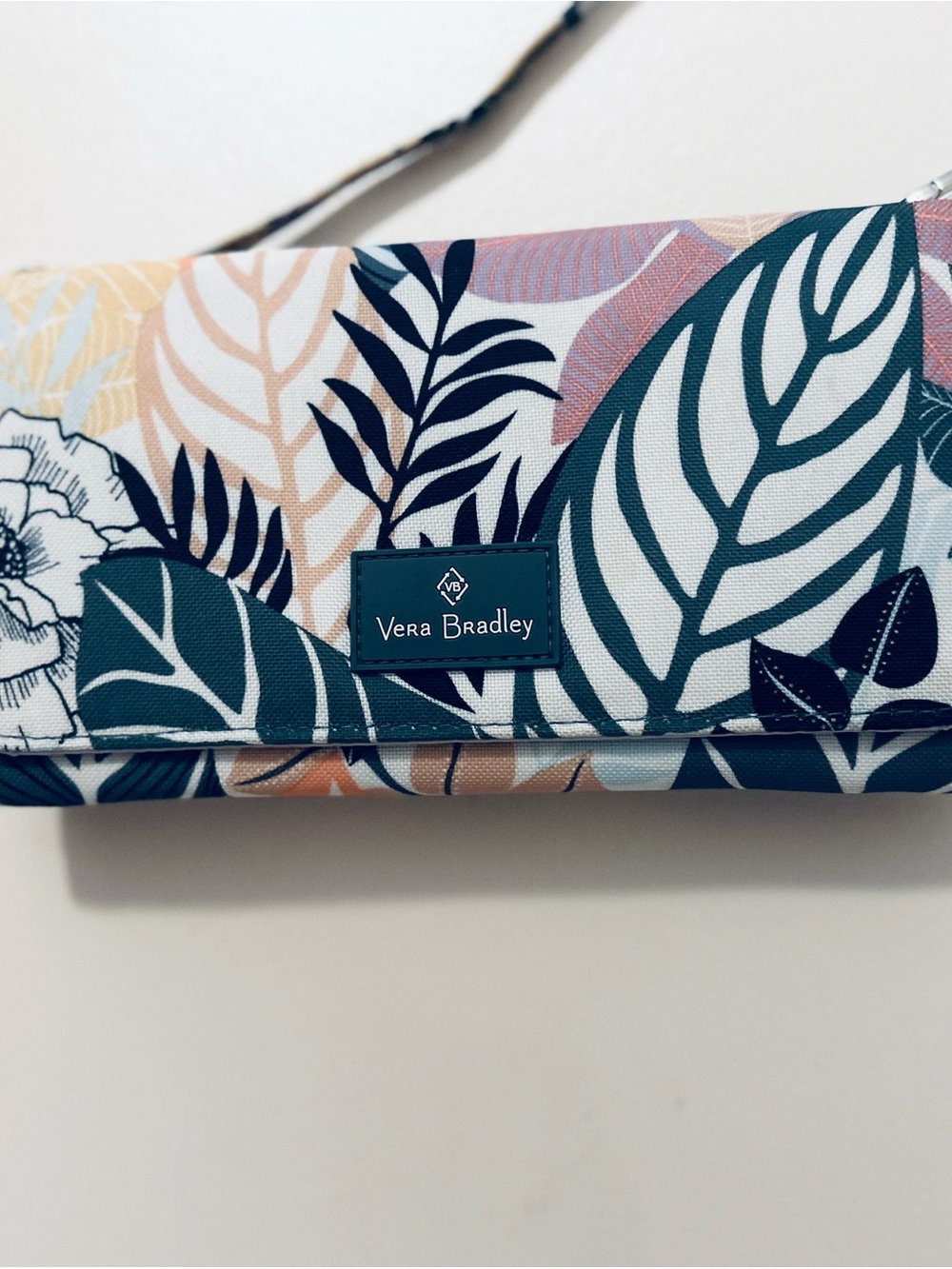 Vera Bradley Botanical Leaf Print Crossbody - Teal, Pink & Navy